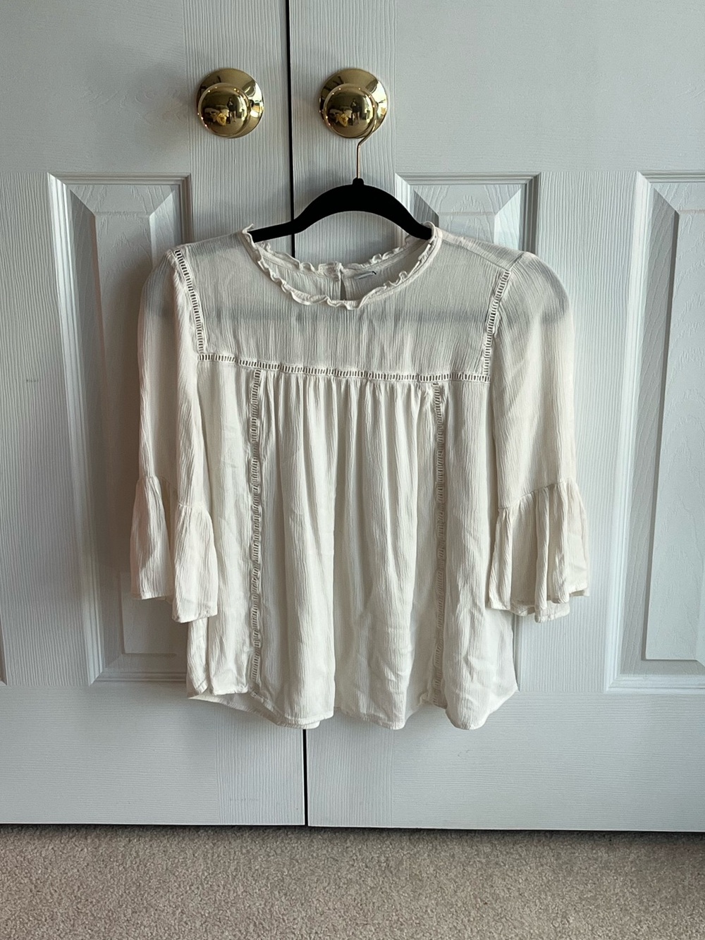 Women's Cream Ruffle Blouse